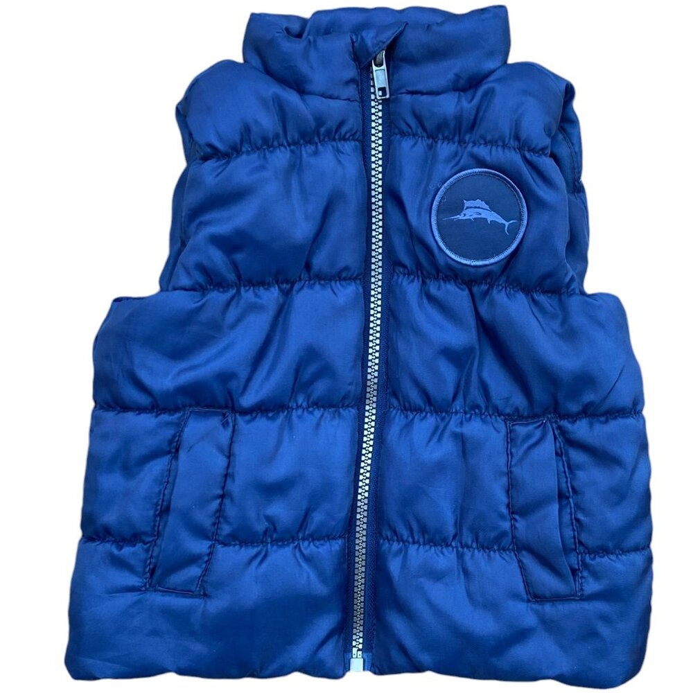 Tommy Bahama Infant Boy Blue Quilted Puffer Vest Marlin Gorpcore Outdoor-12M
